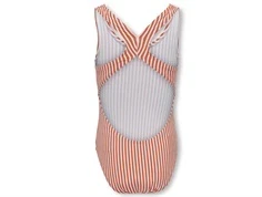 Kids ONLY cherry tomato/cloud dancer stribet badedragt